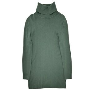 Equipment Oscar Cashmere Dress - Dark Green Turtleneck Mini Sweater Dress sz M